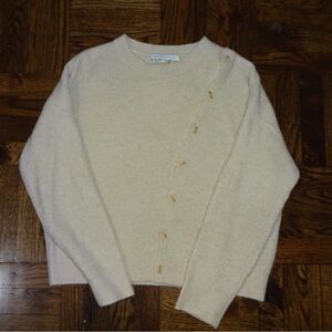 English Factory Cream Asymmetric Button-Detail Sweater